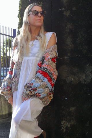 Colourful stripe knit cardigan