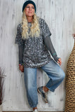Oversized sequin and velvet silver t-shirt