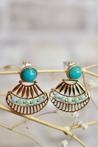 Aztec fan earrings (Gold)