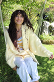 Butter yellow fluffy hooded cardigan