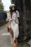 Asymmetrical lace end skirt