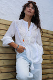 White beaded peasant blouse