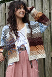 Crochet Striped knit cardigan