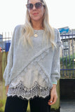 Lace trim asymmetrical jumper (Grey)
