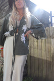 Floral applique detail tie blouse
