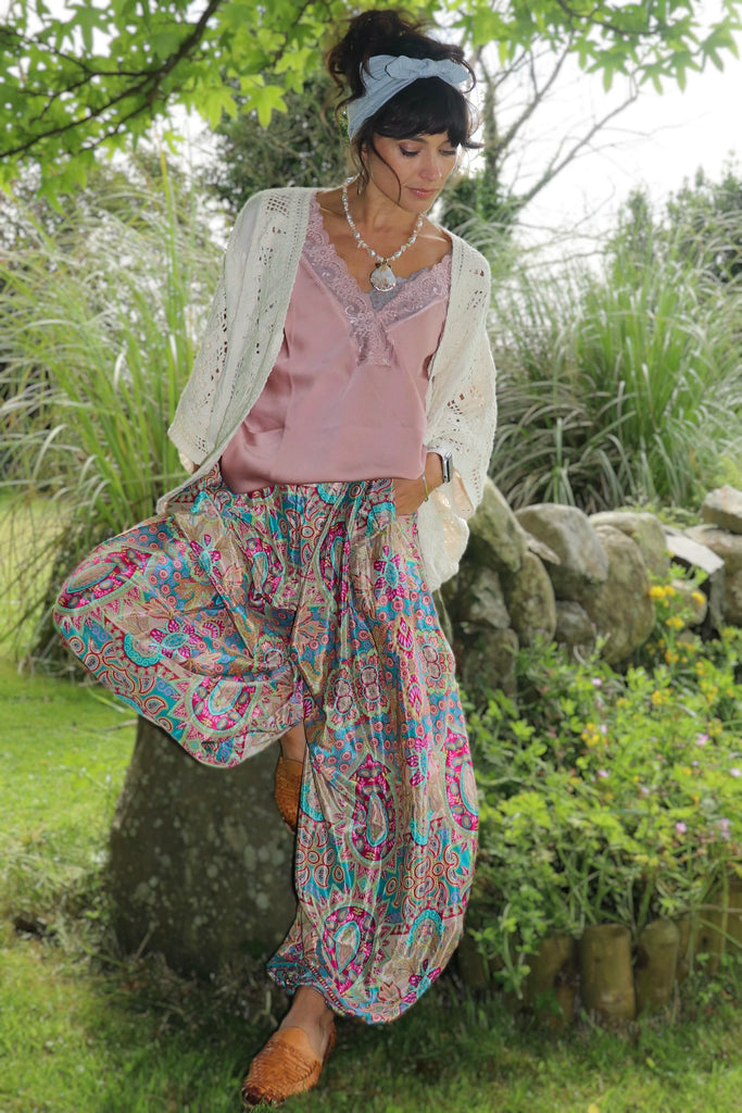 Pink Ornate balloon trousers