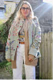 Embroidered embellished khaki jacket