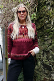 Fairisle wool jumper (Burgundy)
