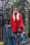 Oversized red cable knit jumper