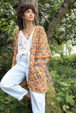 Earth toned Cotton leaf kimono