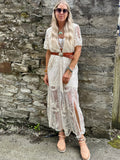 Deep V floral lace dress