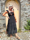 Black flutter sleeve dress