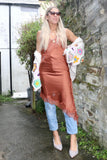 Silky Asymmetrical lace dress (Rust)