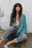 Silk polka dot fringe kimono