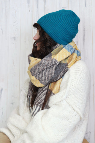 Ribbed sparkly knit beanie (Teal)