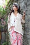 Embroidered frayed trim kimono