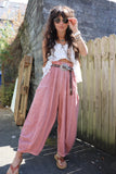 Pink linen balloon trousers