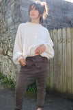 Side zip jeans chocolate brown
