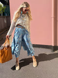Tiered floral blue trousers
