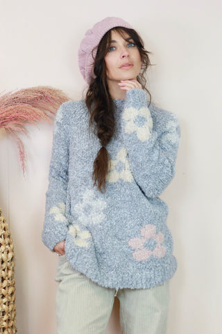 Soft knit flower jumper