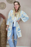 Blue granny square kimono