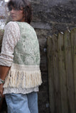Floral embroidered fringe waistcoat