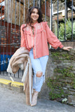 Peach embroidered blouse