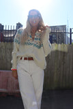 Floral knit button up cardigan
