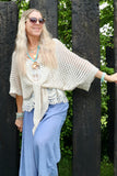 Beige open knit wrap cardigan