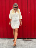 V neck crochet tunic