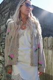 Knit rose detail cardigan
