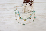 Aqua beaded layered necklace (Gold)