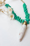 Turquoise stone and horn necklace