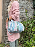 Patchwork mini duffle bag (Blue)