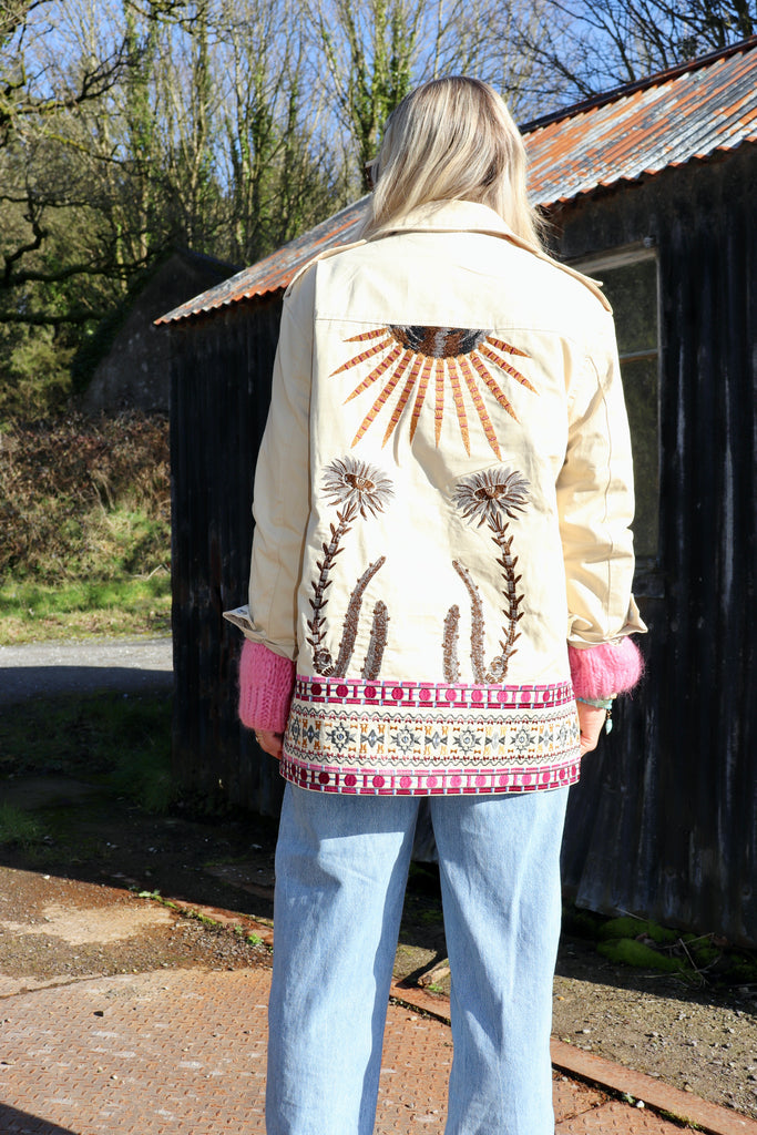 Sun embroidered cargo jacket
