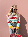Colourful zig zag knit jumper