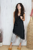 Asymmetrical lace trim tunic (Black)