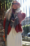 Embroidered fringe star scarf (Grey)