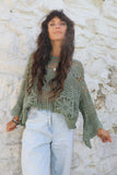 Khaki scalloped crochet top