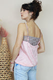 Floral silky lace trim cami