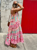 Pink aztec printed dress