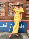 Cut out midi yellow dress