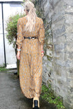 Ditsy floral tan dress