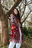 Red aztec fringe cardigan