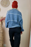 Striped knit jumper (Blue)