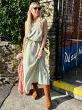 Long mint slip dress