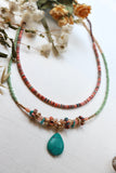 Turquoise stone layered beaded necklace