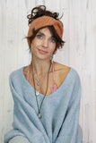 Chevron knit bow headband (rust)