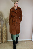 Cord chestnut trench coat