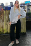 Lace trim asymmetrical jumper (Grey)